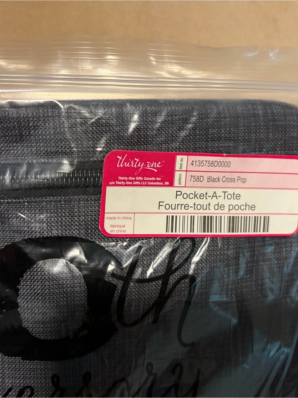thirty-one Black Cross Pop Pocket-A-Tote